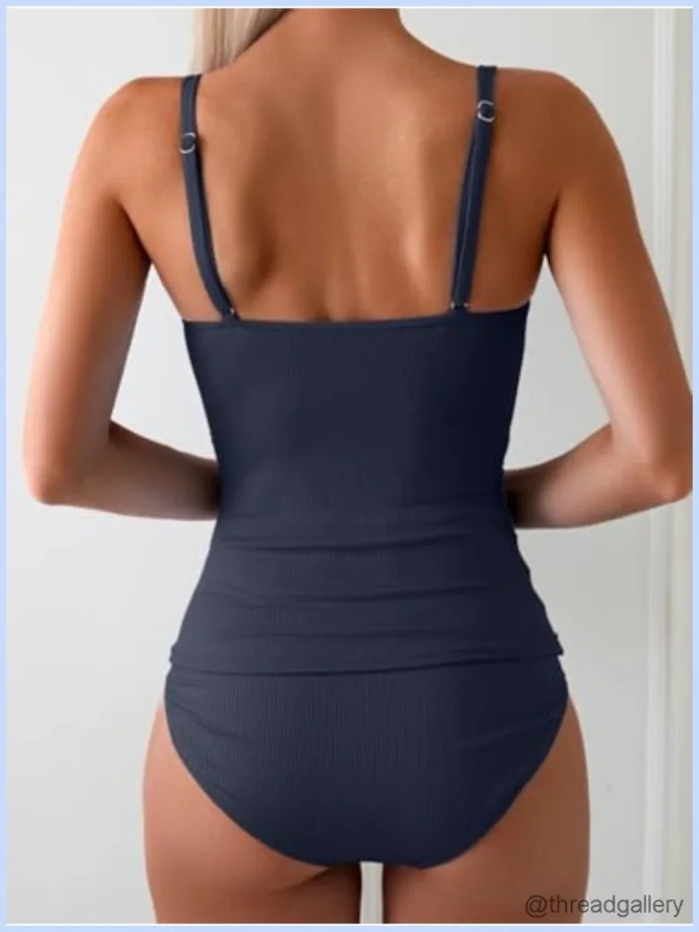 Women Tankini Two Piece High Waisted Tummy Control Ribbed Swimsuits